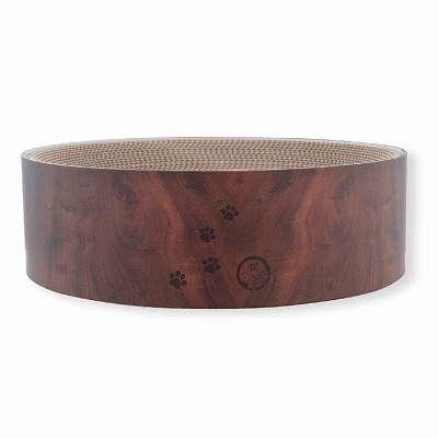 ＜猫壱＞爪とぎ　ダンボール爪とぎ　バリバリボウル猫柄 ダークブラウン　背面