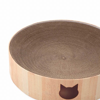 ＜猫壱＞爪とぎ　ダンボール爪とぎ　バリバリボウルXL 猫柄　ライトブラウン　　仕様3