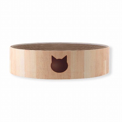 ＜猫壱＞爪とぎ　ダンボール爪とぎ　バリバリボウルXL 猫柄　ライトブラウン　　仕様１