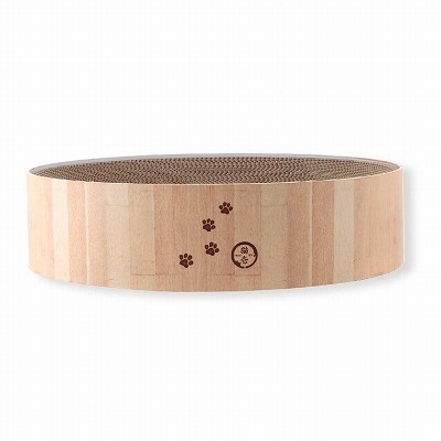 ＜猫壱＞爪とぎ　ダンボール爪とぎ　バリバリボウルXL 猫柄　ライトブラウン　　仕様2