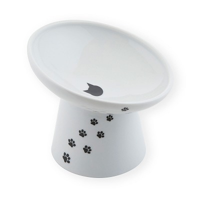 猫用　脚付にゃにゃめフードボウル　ハイタイプ　猫柄<br><p style="font-size:75%;">フードが集まり食べやすい斜めタイプ</p>