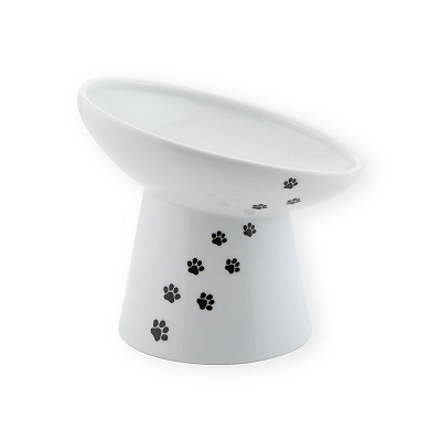 ＜猫壱＞猫用食器　脚付食器　ハッピーダイニング 脚付にゃにゃめフードボウル　ハイタイプ　 猫柄　商品仕様1