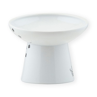 ＜猫壱＞猫用食器　脚付食器　ハッピーダイニング 脚付にゃにゃめフードボウル　ハイタイプ　 猫柄　商品仕様2