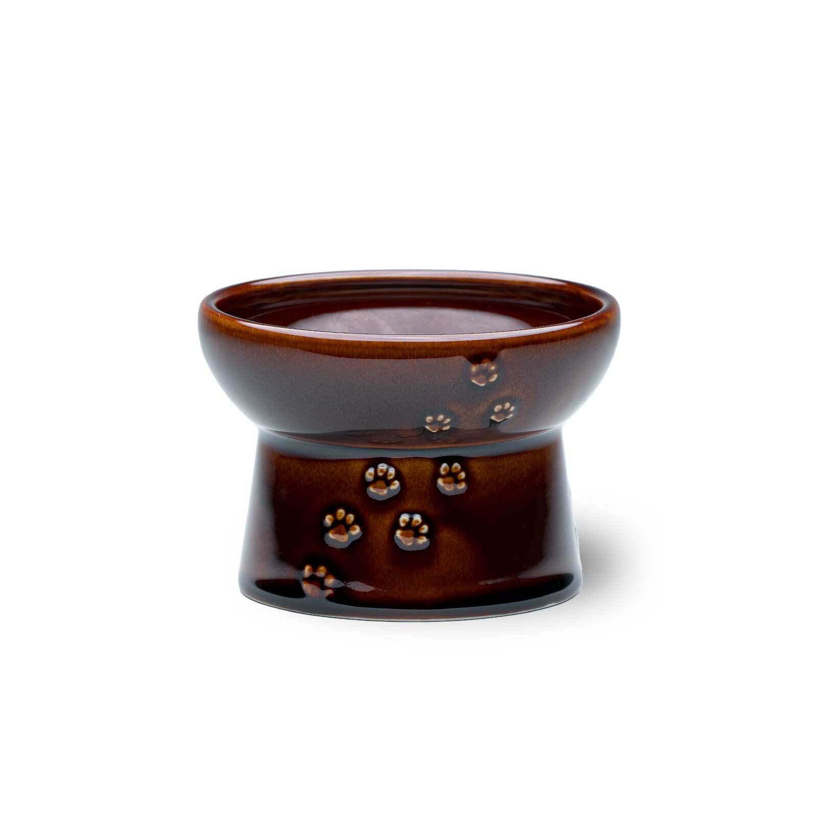 猫用　脚付フードボウル　日本製　ブラウン<br><p style="font-size:75%;">日本の水と土で作った猫のための器</p>