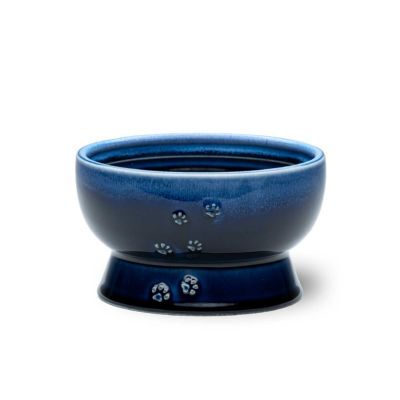 猫用　脚付ウォーターボウル　日本製　ブルー<br><p style="font-size:75%;">日本の水と土で作った猫のための器</p>