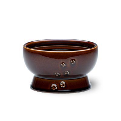 猫用　脚付ウォーターボウル　日本製　ブラウン<br><p style="font-size:75%;">日本の水と土で作った猫のための器</p>