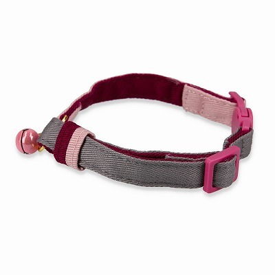 ＜猫壱＞ねこにやさしいVネック首輪  プレーン（ピンク／グレー）　商品画像１