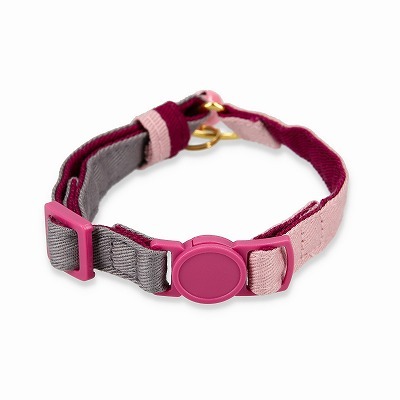 ＜猫壱＞ねこにやさしいVネック首輪  プレーン（ピンク／グレー）　商品画像２