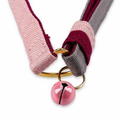 ＜猫壱＞ねこにやさしいVネック首輪  プレーン（ピンク／グレー）　商品画像３