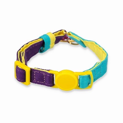 ＜猫壱＞ねこにやさしいVネック首輪  プレーン（エメラルドグリーン／パープル）　商品画像２