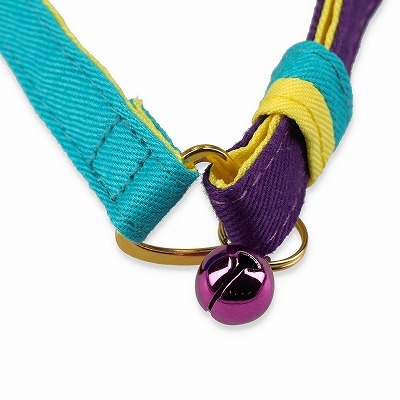 ＜猫壱＞ねこにやさしいVネック首輪  プレーン（エメラルドグリーン／パープル）　商品画像３