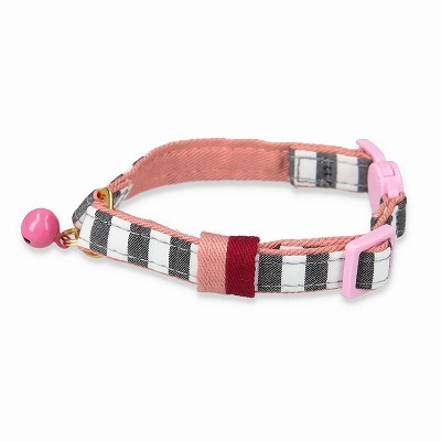 ＜猫壱＞ねこにやさしいVネック首輪    ストライプ（ホワイト／グレー）　商品画像１