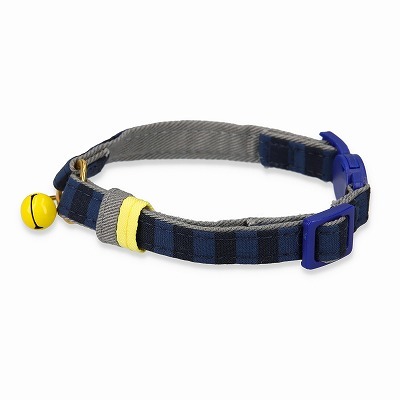 ＜猫壱＞ねこにやさしいVネック首輪    ストライプ（ネイビー／ブラック）　商品画像２
