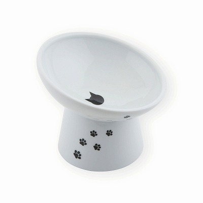 猫用　脚付にゃにゃめフードボウル　レギュラー　猫柄<br><p style="font-size:75%;">フードが集まり食べやすい斜めタイプ</p>