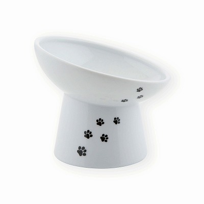 ＜猫壱＞猫用食器　脚付食器　ハッピーダイニング 猫用　脚付にゃにゃめフードボウル　レギュラー　猫柄　商品画像１