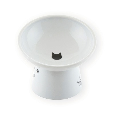＜猫壱＞猫用食器　脚付食器　ハッピーダイニング 猫用　脚付にゃにゃめフードボウル　レギュラー　猫柄　商品画像２