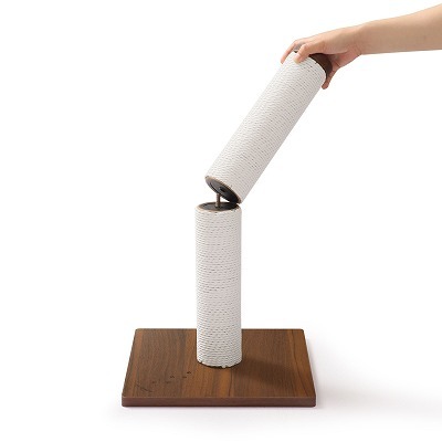 ＜猫壱＞猫用つめとぎ　タテ型つめとぎ　バリバリつめとぎポール ウッドプレミアム レギュラー 紙縄 ダークブラウン　商品画像2