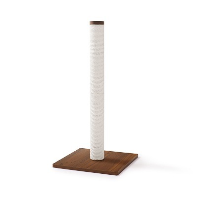 ＜猫壱＞猫用つめとぎ　タテ型つめとぎ　バリバリつめとぎポール ウッドプレミアム Lサイズ 紙縄 ダークブラウン　商品画像1