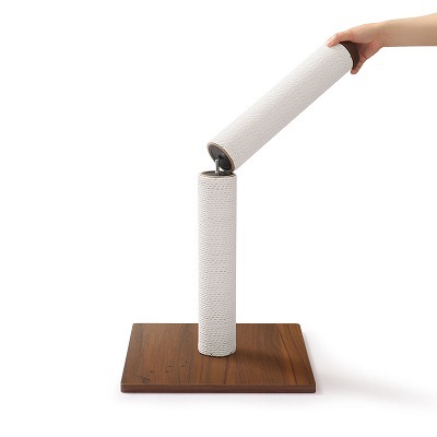 ＜猫壱＞猫用つめとぎ　タテ型つめとぎ　バリバリつめとぎポール ウッドプレミアム Lサイズ 紙縄 ダークブラウン　商品画像3