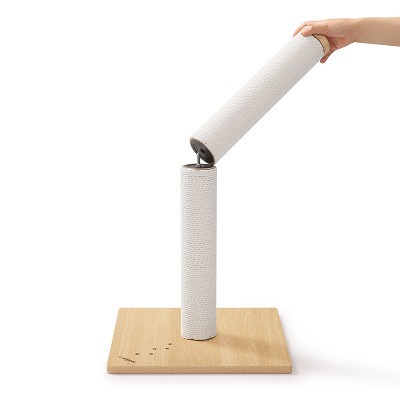 ＜猫壱＞猫用つめとぎ　バリバリつめとぎポール ウッドプレミアム Lサイズ 交換用つめとぎ 紙縄 ホワイト　商品画像２