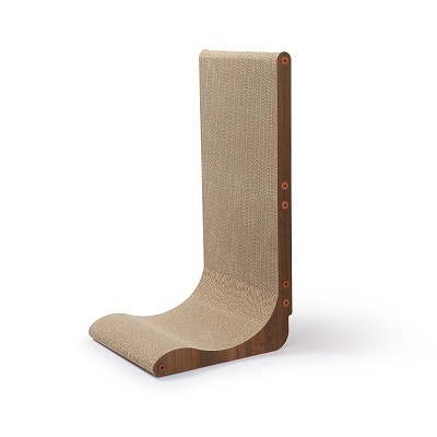 ＜猫壱＞爪とぎ　ダンボール　L字爪とぎ　バリバリボード ウッドプレミアム レギュラー ダークブラウン　商品画像1