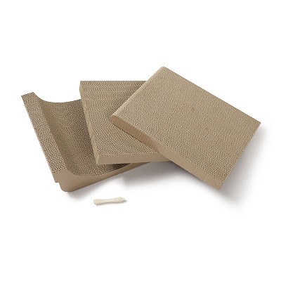 ＜猫壱＞爪とぎ　ダンボール　L字爪とぎ　バリバリボード ウッドプレミアム 交換用つめとぎ Lサイズ　メイン画像