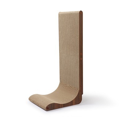 ＜猫壱＞爪とぎ　ダンボール　L字爪とぎ　バリバリボード ウッドプレミアム Lサイズ ダークブラウン　商品画像1