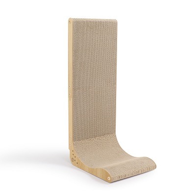 ＜猫壱＞爪とぎ　ダンボール　L字爪とぎ　バリバリボード ウッドプレミアム Lサイズ ライトブラウン　商品画像2