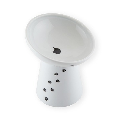 ＜猫壱＞猫用食器　脚付食器　ハッピーダイニング 猫用　脚付にゃにゃめフードボウル　レギュラー　猫柄　商品画像１