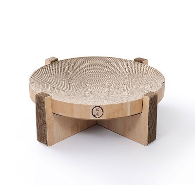 ＜猫壱＞爪とぎ　ダンボール爪とぎ　バリバリボウルスタンド　ライトブラウン　商品画像1