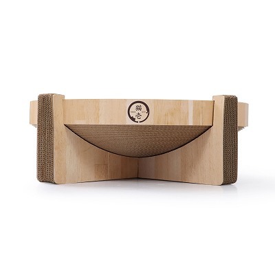 ＜猫壱＞爪とぎ　ダンボール爪とぎ　バリバリボウルスタンド　ライトブラウン　商品画像2