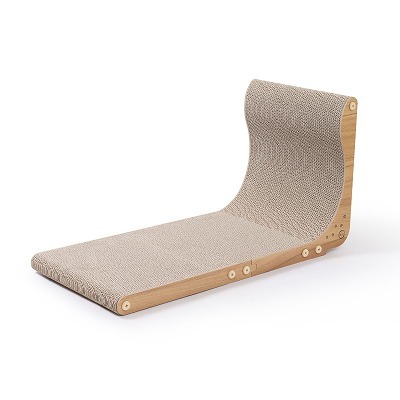 ＜猫壱＞爪とぎ　ダンボール　L字爪とぎ　バリバリボード　猫ちゃんモデル１＜猫壱＞爪とぎ　ダンボール　バリバリボード ウッドプレミアム ライトブラウン レギュラー　商品画像2