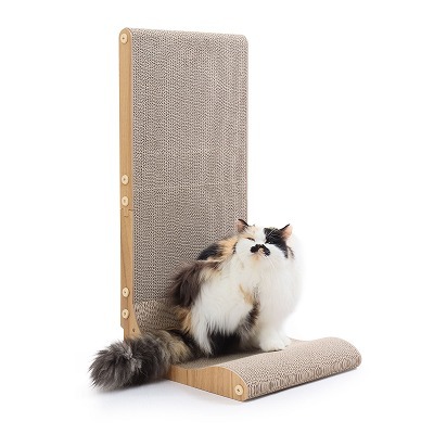 ＜猫壱＞爪とぎ　ダンボール　バリバリボード ウッドプレミアム ライトブラウン レギュラー メイン画像