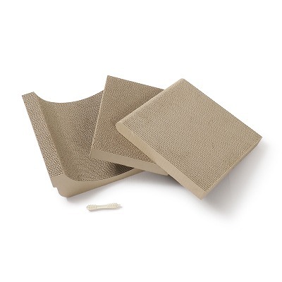 ＜猫壱＞爪とぎ　ダンボール　L字爪とぎ　バリバリボード ウッドプレミアム 交換用つめとぎ レギュラー　メイン画像