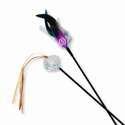 ＜猫壱＞猫用おもちゃ　キャッチミー・イフ・ユー・キャン ねこじゃらし 羽根・リボン　商品画像1