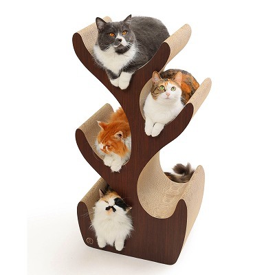 ＜猫壱＞爪とぎ　ダンボール　キャットツリー ダークブラウン＆ブラック　商品画像1
