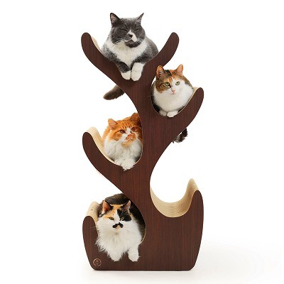 ＜猫壱＞爪とぎ　ダンボール　キャットツリー ダークブラウン＆ブラック　メイン画像　