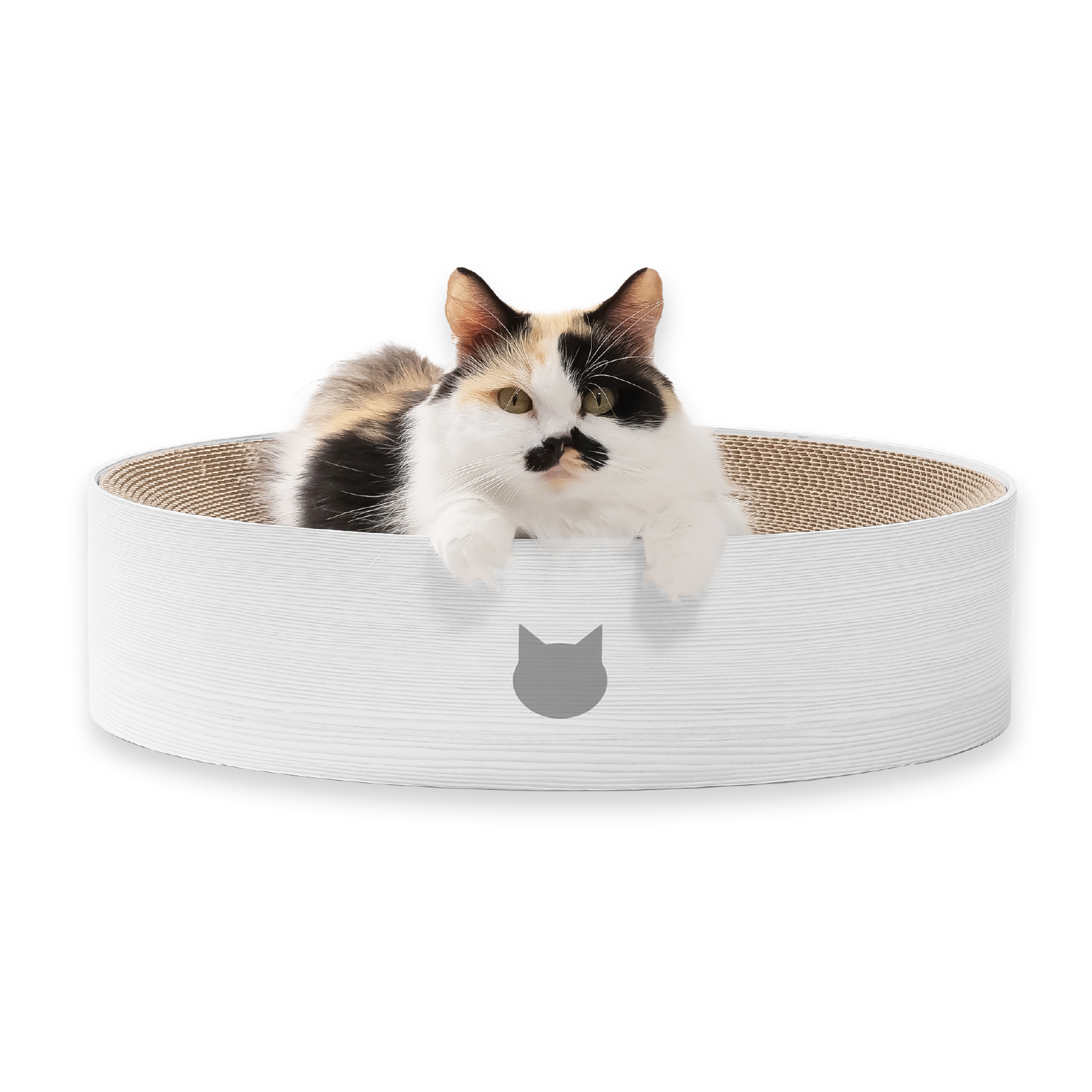 バリバリボウルXL　ホワイト<br><p style="font-size:75%;">大きな猫ものびのび 寝てよし、研いでよし</p>