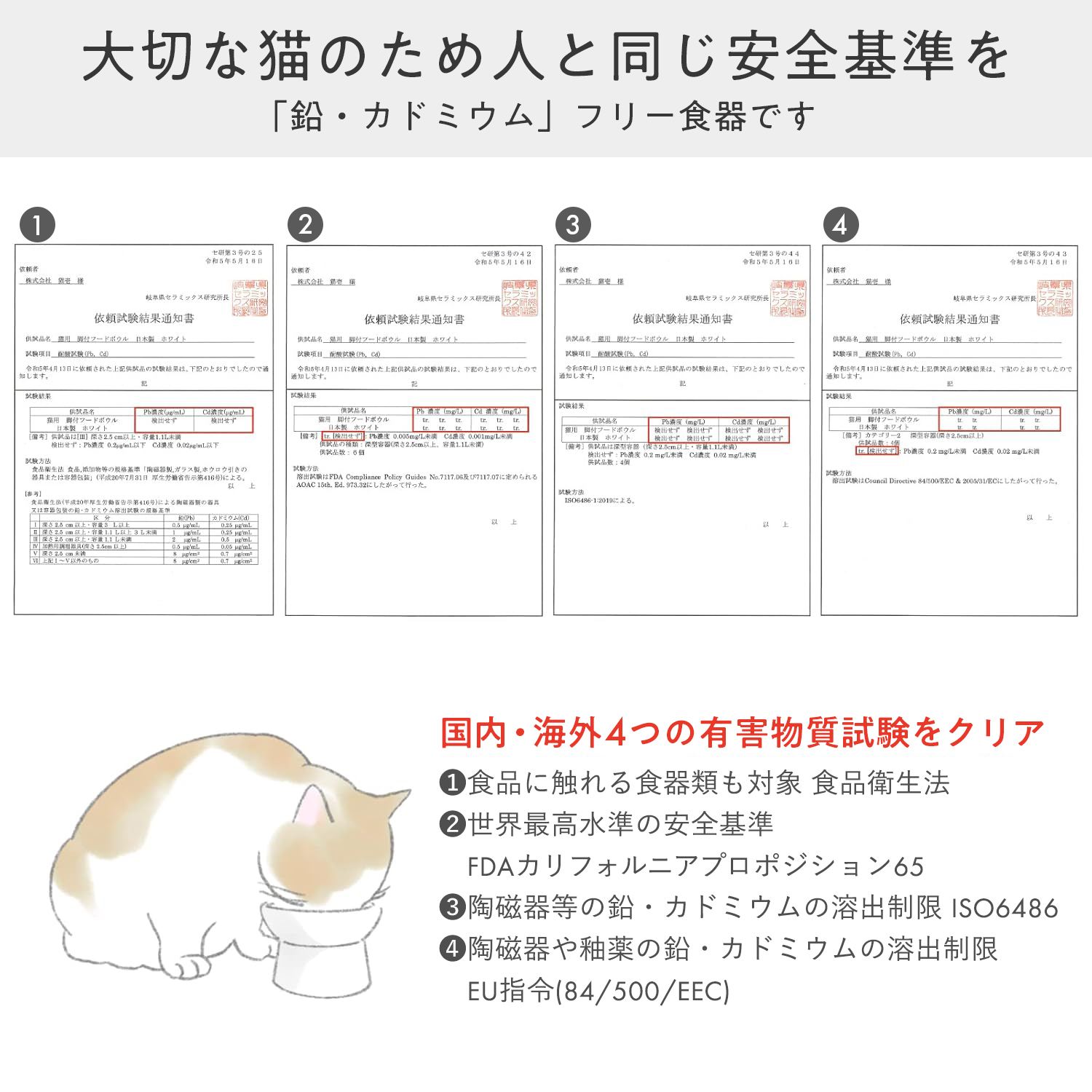 ＜猫壱＞猫用　脚付フードボウル　日本製　ペールグリーン　商品仕様2